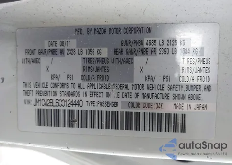 2012 Mazda Mazda5 Sport из США, поврежденный, VIN JM1CW2BL6C0124440